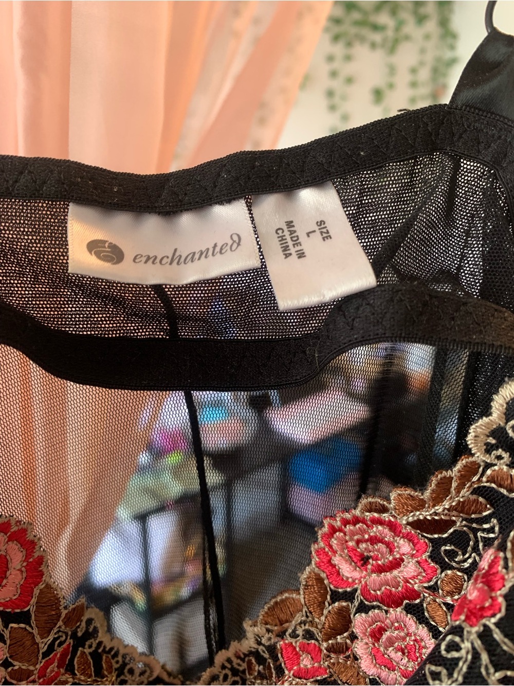 Vintage Black Sheer Embroidered Floral Chemise - Women Intimates & Sleepwear - Picture 3 of 7